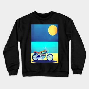 LOVELY SURREAL RETRO MOTORCYCLE ON THE BEACH Crewneck Sweatshirt